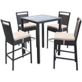 Armen Living Tropez Patio Wicker Bar Set