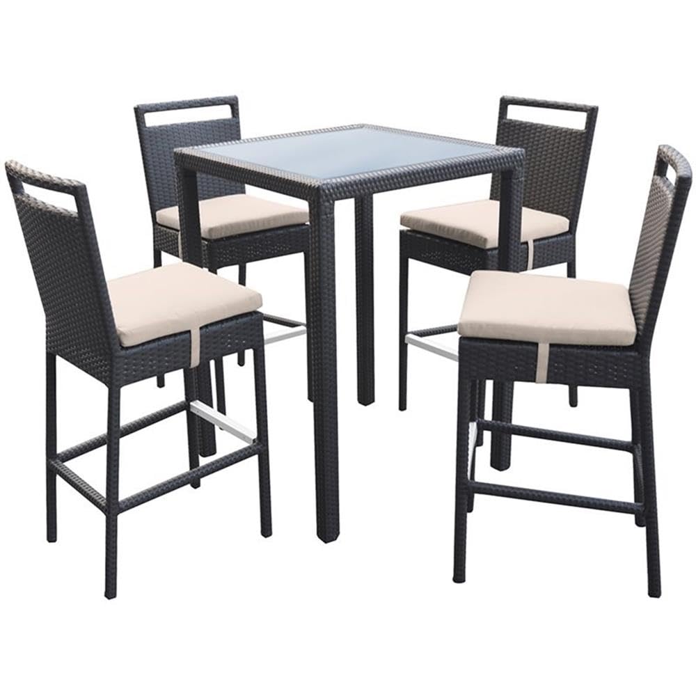 Armen Living Tropez Patio Wicker Bar Set