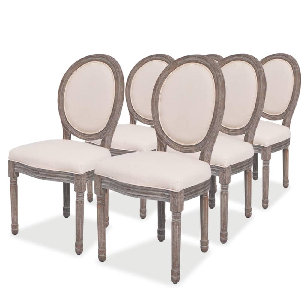 vidaXL Dining Chairs Set of 6 Cream Fabric