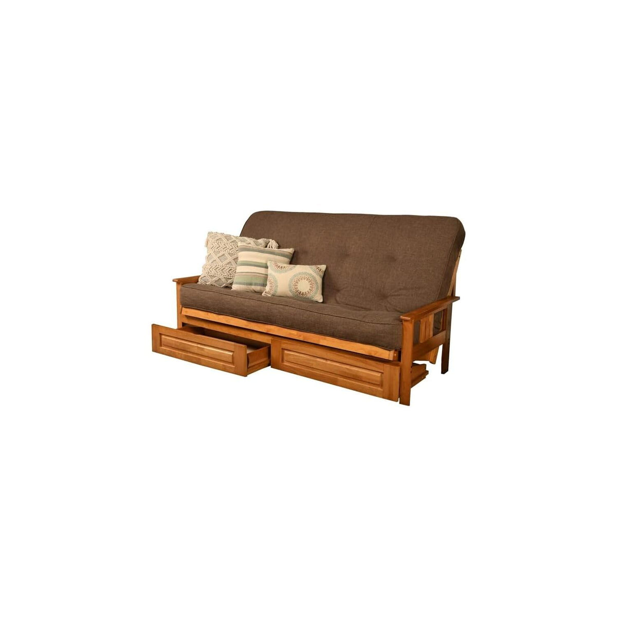 Kodiak Furniture Monterey Queen Butternut Wood Storage Futon-Cocoa Mattress