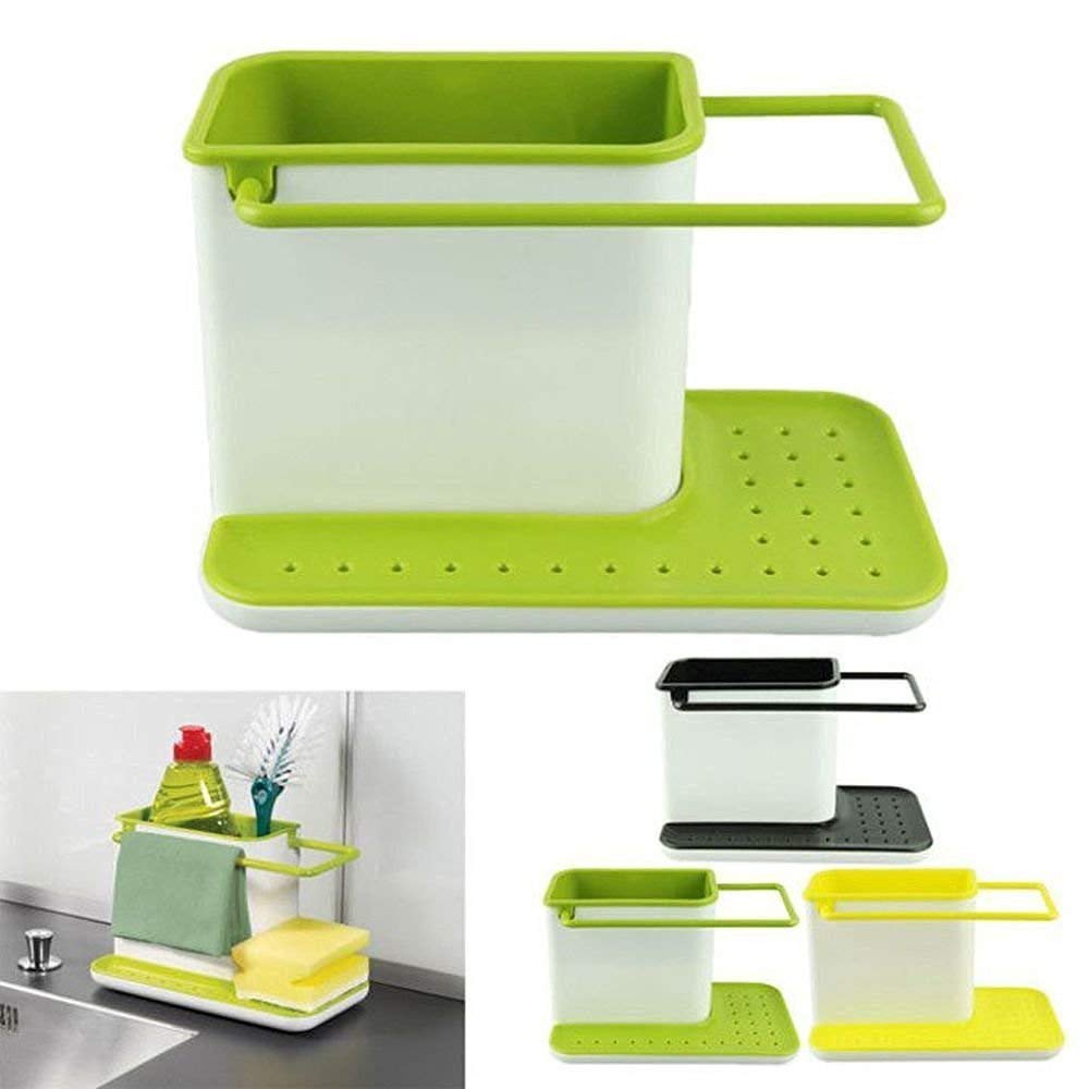 3 in 1 Kitchen Sink Organizer for Dishwasher Liquid, Brush, Cloth, Soap, Sponge (Pack of 1)