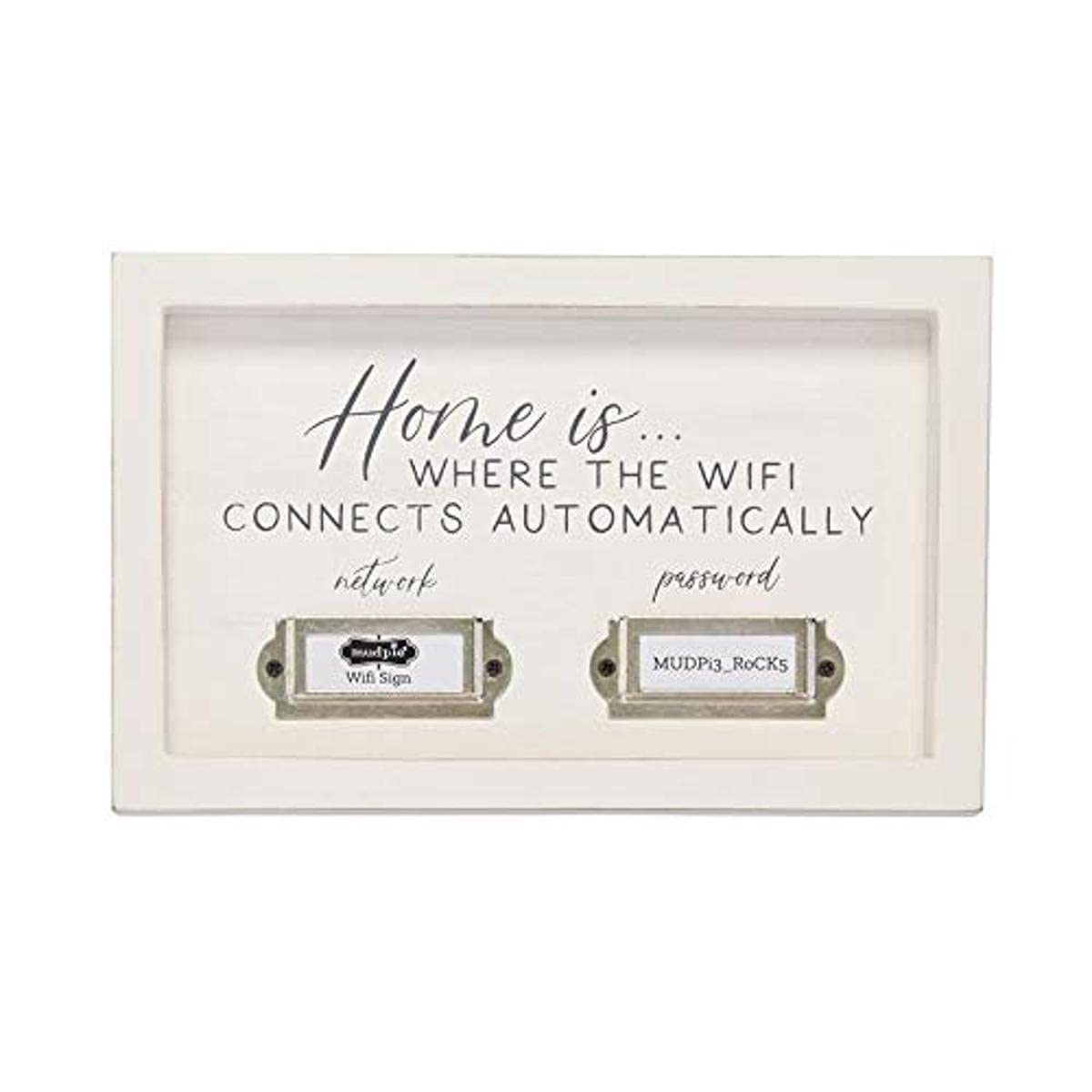 Mud Pie Home WiFi Plaque, 8 x 5, White