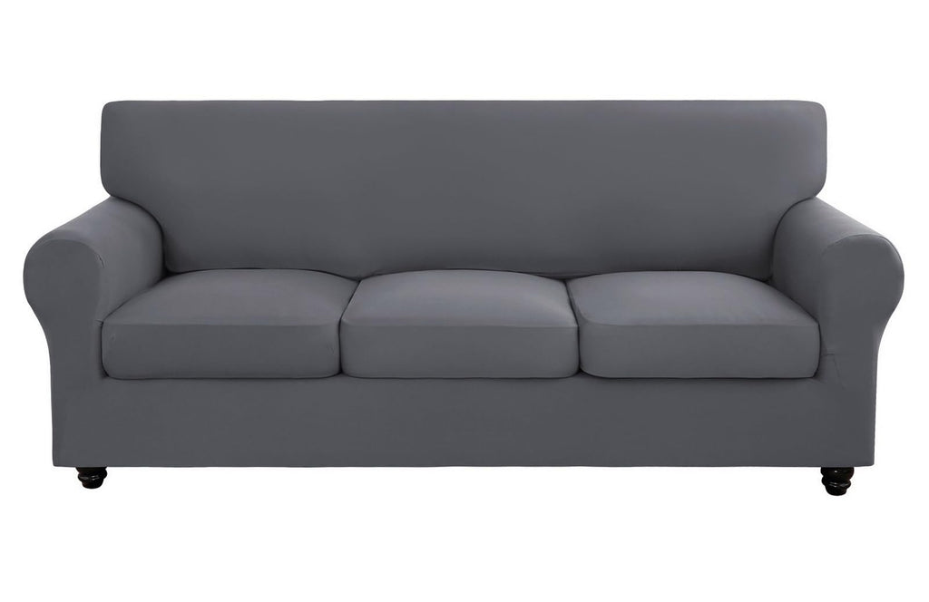 Searchi Stretch Sofa Cover Couch Cover, 4 Pieces Sofa Slipcover With 3 Separate Cushion Cover, Washable Furniture Protector For Living Room(Sofa, Grey)