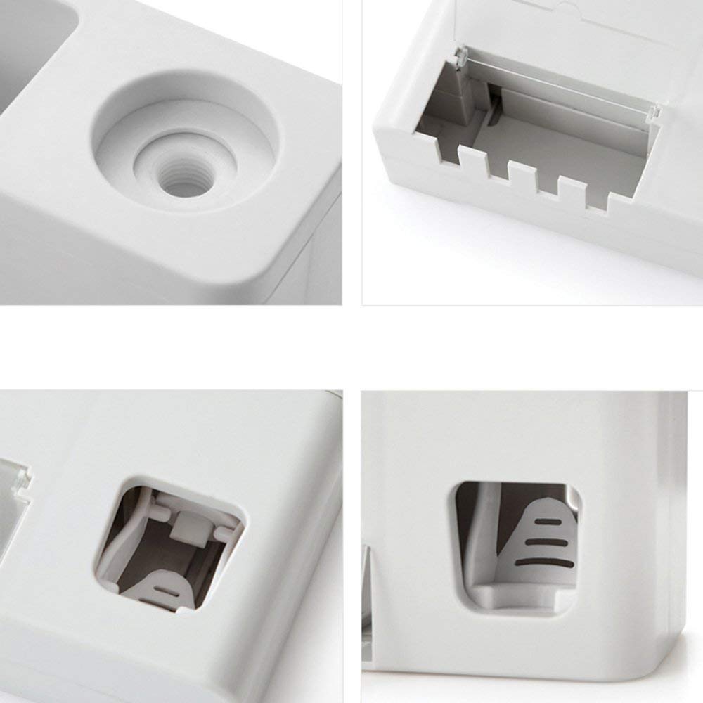 Houvillage Toothpaste Dispenser Toothbrush Holder Set, Toothpaste Squeezer Tooth Brush Holder Set Holder With Anti-Dust Cover, 3