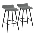 Ale 26 Contemporary Fixed Height Counter Stool In Black Steel And Grey Faux Leather By Lumisource - Set Of 2