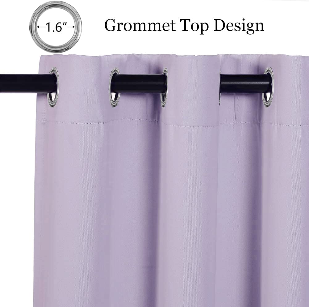 Mysky Home Light Purple Curtains For Girls Room Blackout Curtain For Bedroom Kitchen Windows, Grommet Top Room Darkening Curtains, Thermal Insulated Curtain, 1 Curtain Panel, 42 X 45 Inch, Lilac