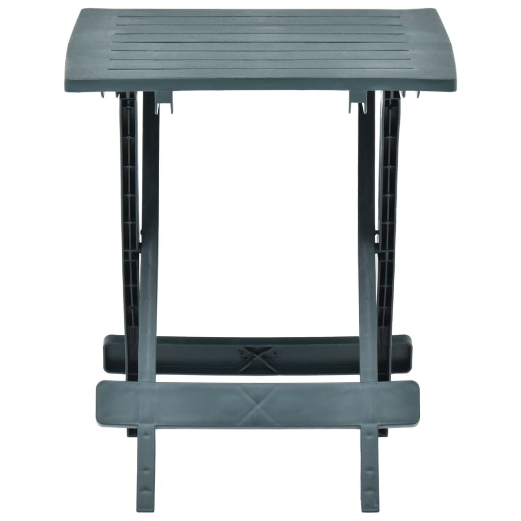 vidaXL Foldable Patio Table - Green, Weather-Resistant Plastic - Slatted Design, 17.7"x16.9"x19.7", Perfect for Patio, Deck
