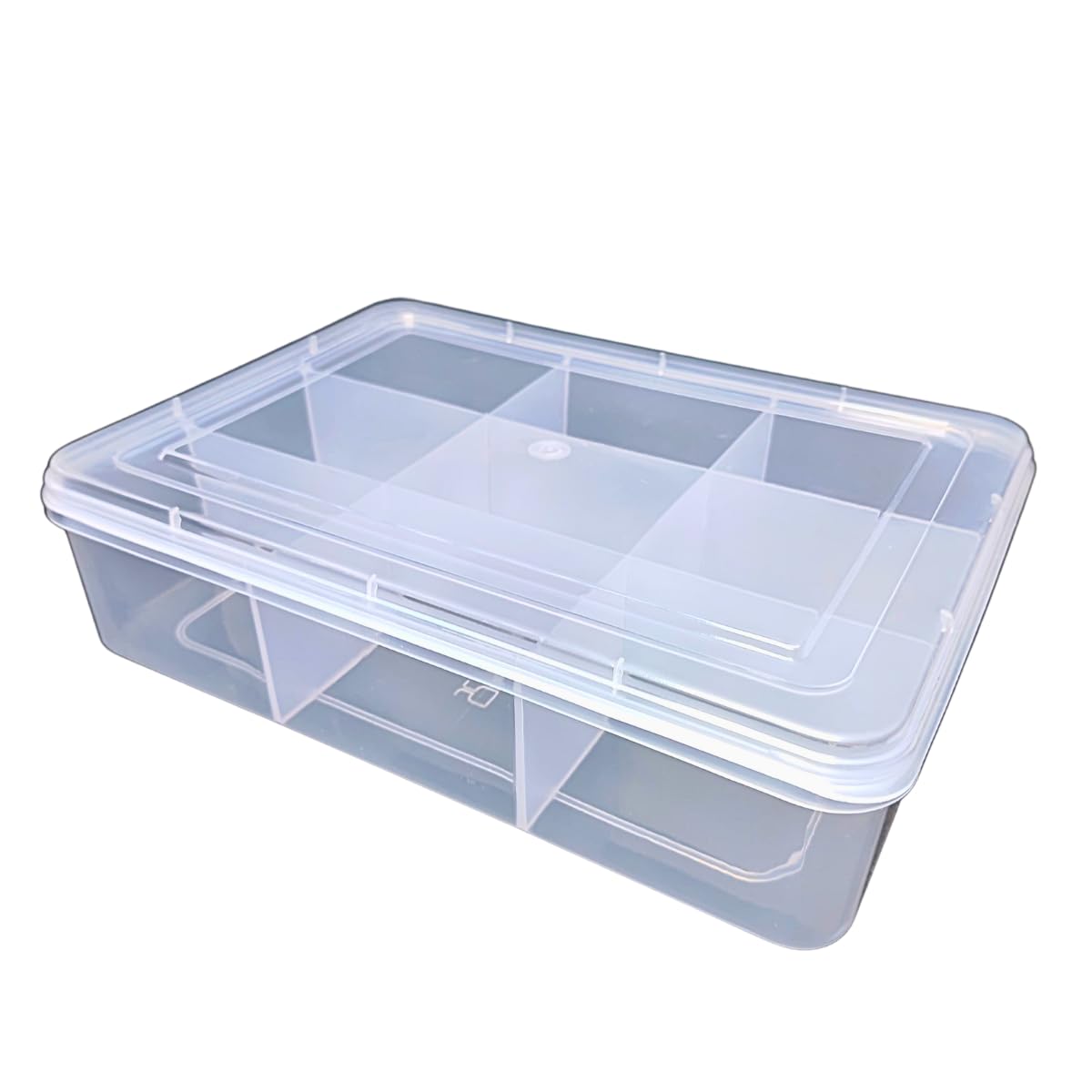 AANIJ Multipurpose Plastic Storage Box Organizer with Fix Dividers 9 Grids Pack of 1 Transparent for Multi Use at Home, Office, 