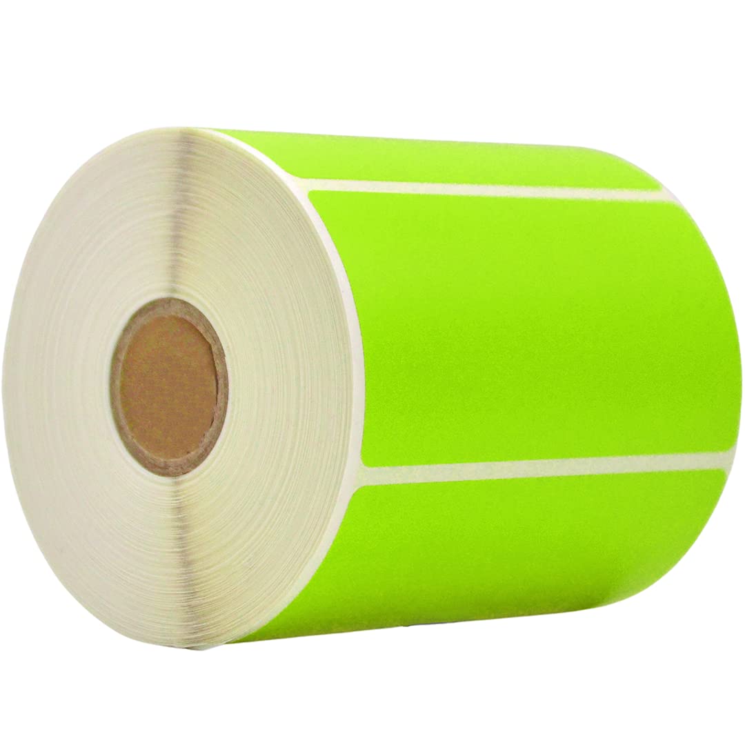 Wod Green Nametag Label Rolls - 4 X 2 Inch, 500 Blank Stickers Per Roll, Rectangular Permanent Adhesive For Color Coding, Labeli
