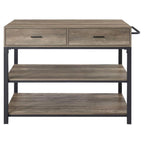Acme Macaria Wooden 2-Shelf Kitchen Island in Rustic Oak and Black