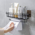 Soniqe Self Adhesive Wall Hanging Shelves For Bathroom And Kitchen With Towel And Tissue Rack Stand, Wall Spice Rack Stand Stain