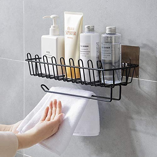 Soniqe Self Adhesive Wall Hanging Shelves For Bathroom And Kitchen With Towel And Tissue Rack Stand, Wall Spice Rack Stand Stain