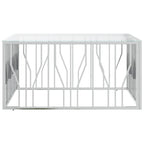 vidaXL Stainless Steel & Tempered Glass Coffee Table - Modern Silver Square Side Table for Living Room, Easy Clean 39.4"x39.4"x19.7"
