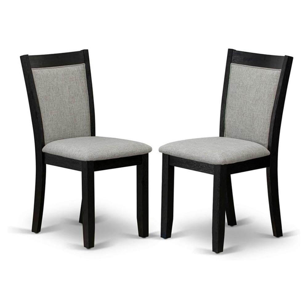 East West Furniture MZC6T06 Monza Parson Chairs - Shitake Linen Fabric Padded Dining Chairs, Set of 2, Wirebrushed Black