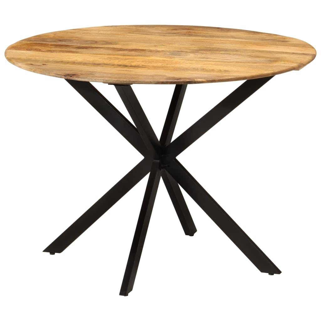 vidaXL Round Dining Table - Solid Mango Wood with Powder-Coated Steel Frame, Sturdy Build, Unique Design, Brown, Ø43.3&quot;x30.7&quot;