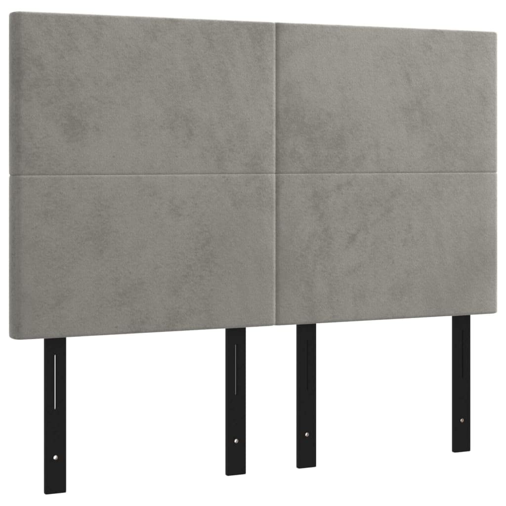 Vidaxl 4X Headboards Home Indoor Bed Accessory Bedroom Upholstered Headboard Bed Header Furniture Light Gray 28.3"X2"X30.7"/34.6" Velvet