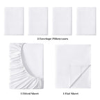Bysure Hotel Luxury Bed Sheets Set 6 Piece(King, White) - Super Soft 1800 Thread Count 100% Microfiber Sheets With Deep Pockets,