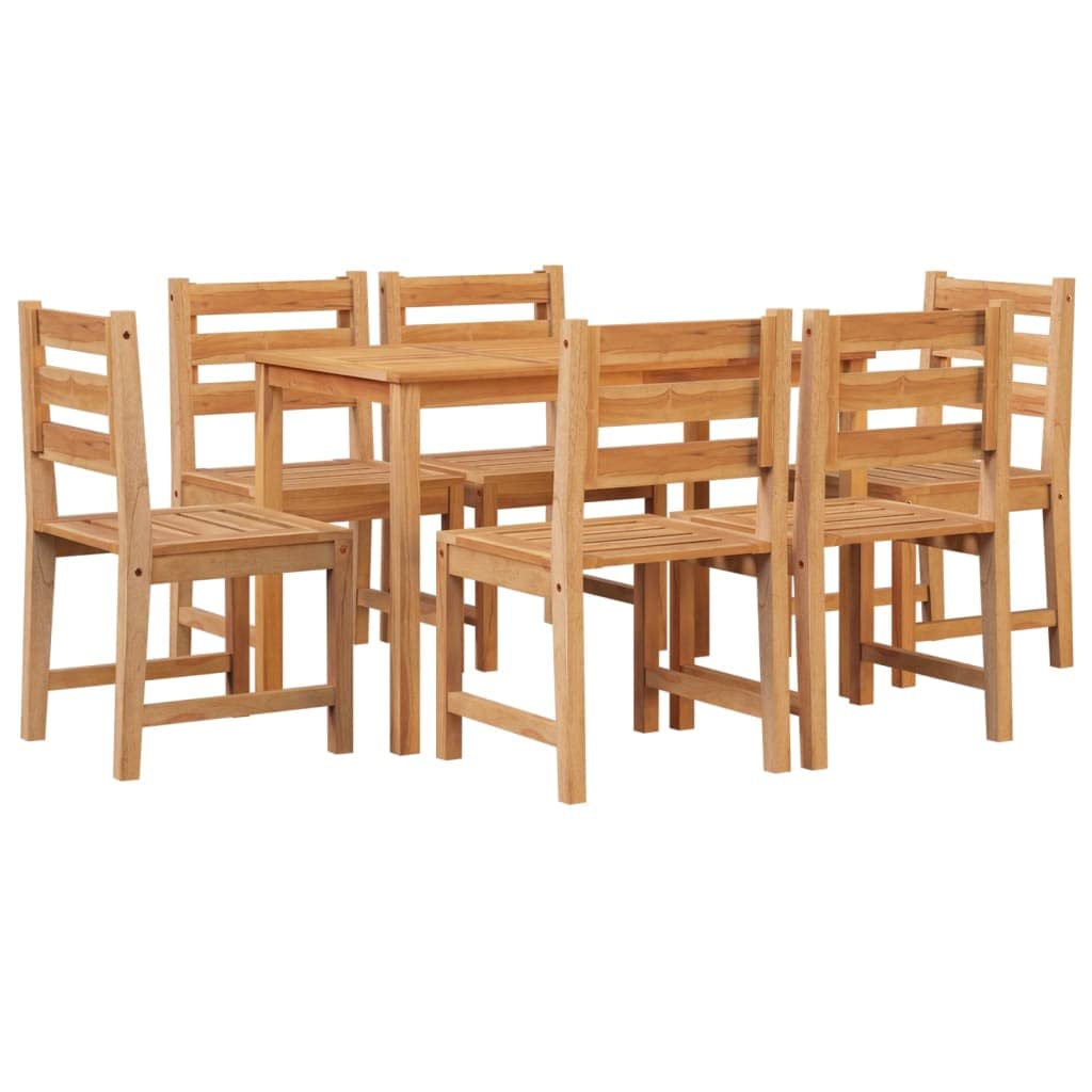 Vidaxl Solid Teak Wood 7 Piece Dining Set - Durable, Water-Resistant Patio Furniture - Rectangular Table - Six Chairs