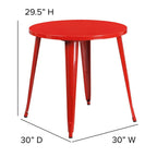 Flash Furniture Jeffrey Commercial Grade 30" Round Red Metal Indoor-Outdoor Table