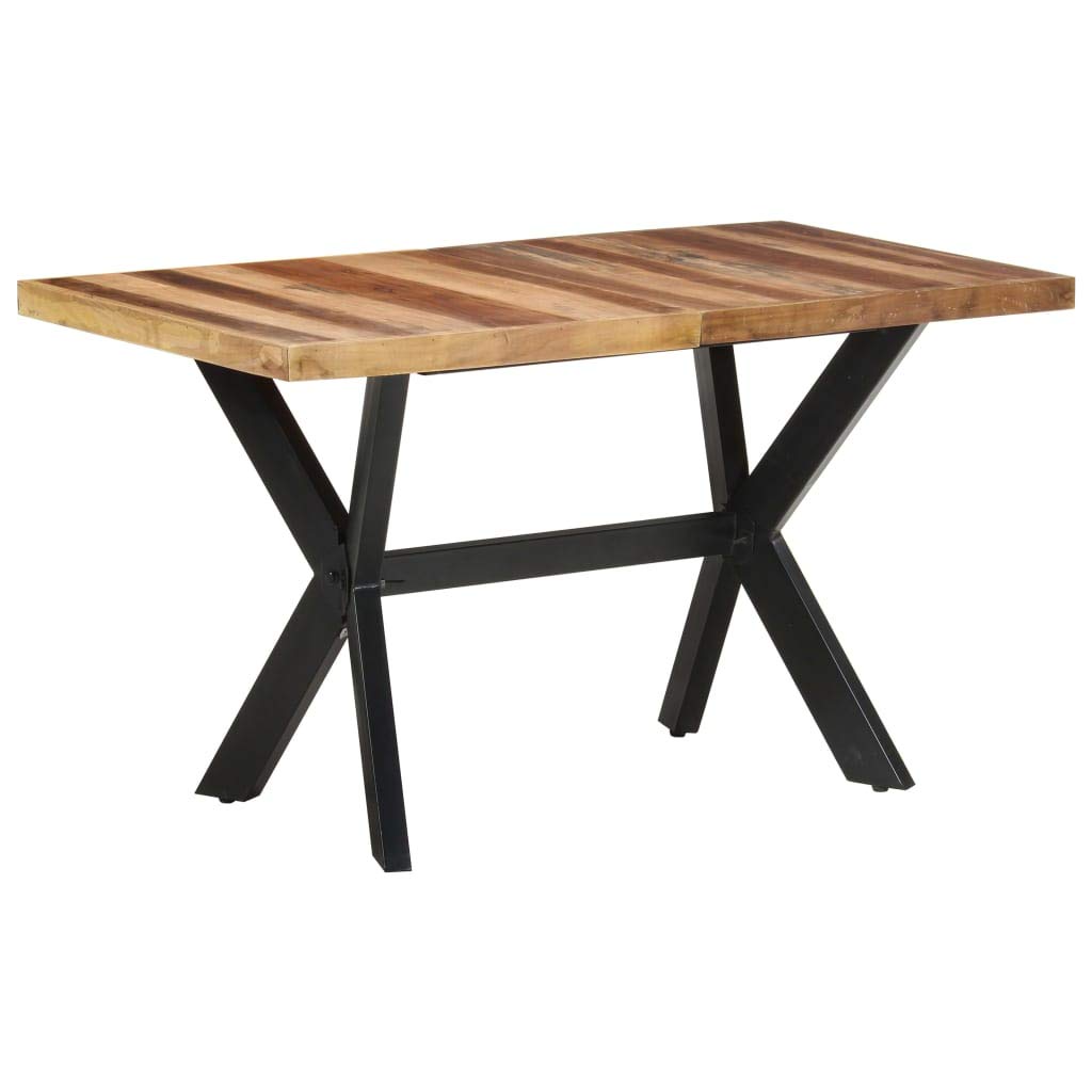 vidaXL Industrial Dining Table in Solid Acacia Wood and Rubberwood with Honey Finish and Steel Legs - Handmade, Easy Assembly Required, Rectangular Shape, 55.1&quot;x27.6&quot;x29.5&quot; Dimensions