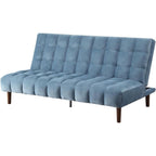 Acme Yolandi Velvet Tufted Adjustable Sofa in Teal and Dark Walnut