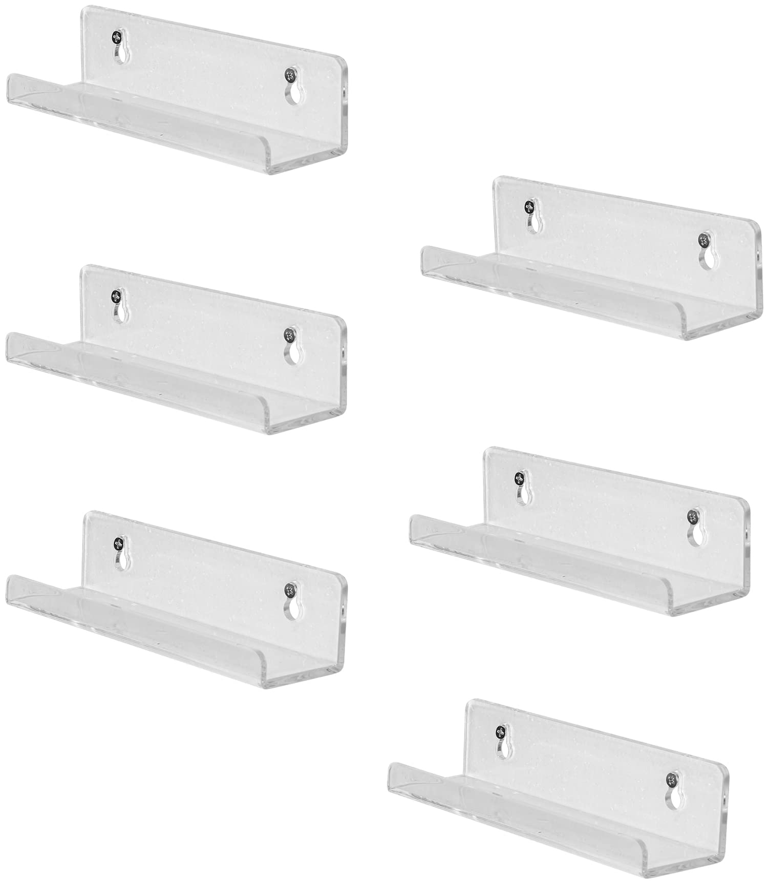 Sooyee 6 Pack 7 Inch Vinyl Shelf,Acrylic Invisible Kids Floating Bookshelf for Kids Room,Modern Picture Ledge Display Toy Storag