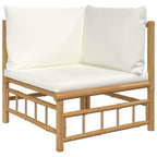 vidaXL 5-Piece Bamboo Patio Lounge Set with Cream White Cushions - Durable Outdoor Furniture with a Practical Table, Comfortable Cushions, and Flexible Design for Garden or Deck