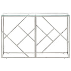 vidaXL Silver Console Table with Tempered Glass Top - Stainless Steel Frame, Modern Design, Rectangular Sofa/Hallway Display Table 43.3"x11.8"x27.6"