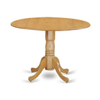 East West Furniture DLVA5-OAK-W 5 Piece Modern Dining Table Set Includes a Round Wooden Table with Dropleaf and 4 Dining Room Chairs, 42x42 Inch, Oak