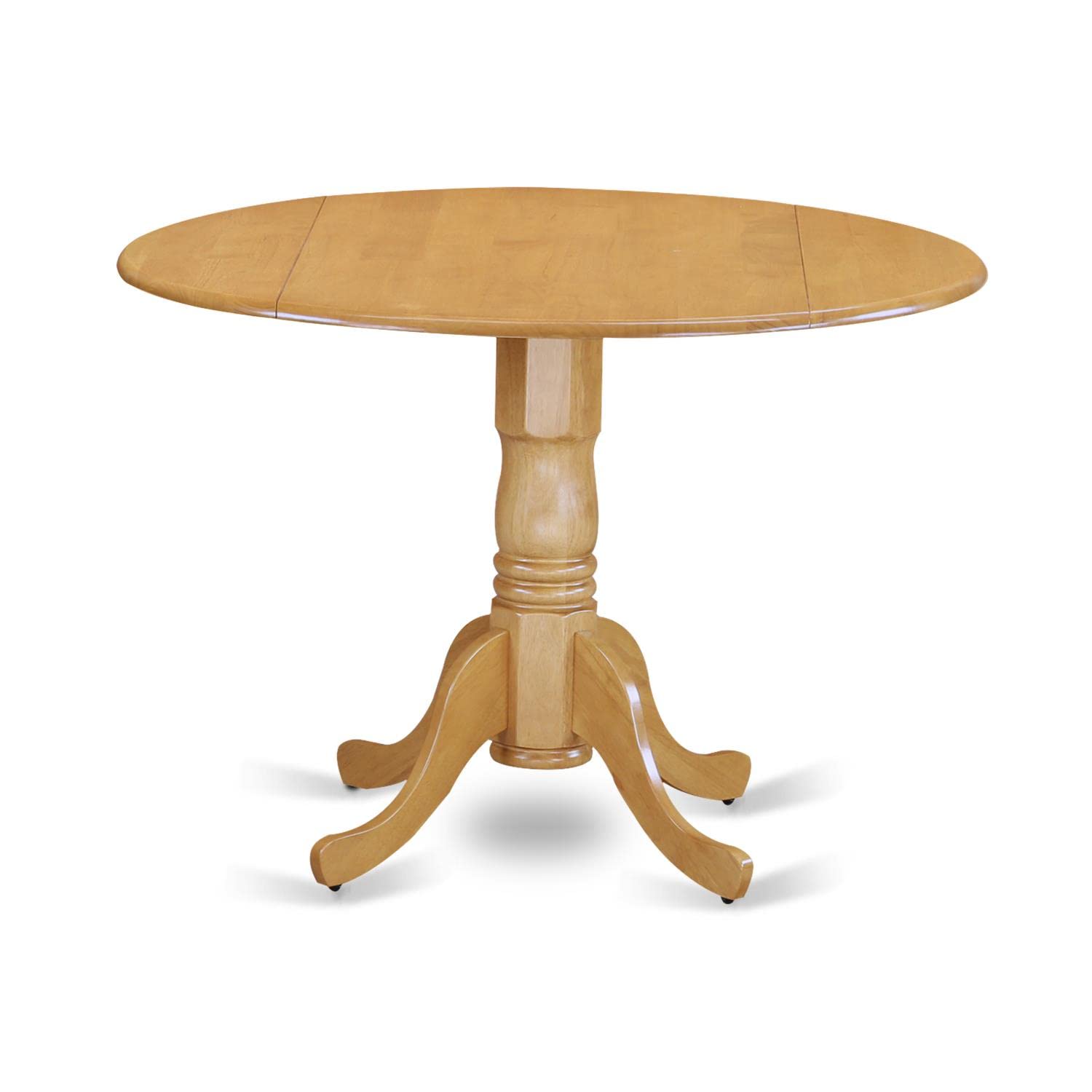 East West Furniture DLGR3-OAK-W 3 Piece Dining Room Table Set Contains a Round Kitchen Table with Dropleaf and 2 Dining Chairs, 42x42 Inch, Oak