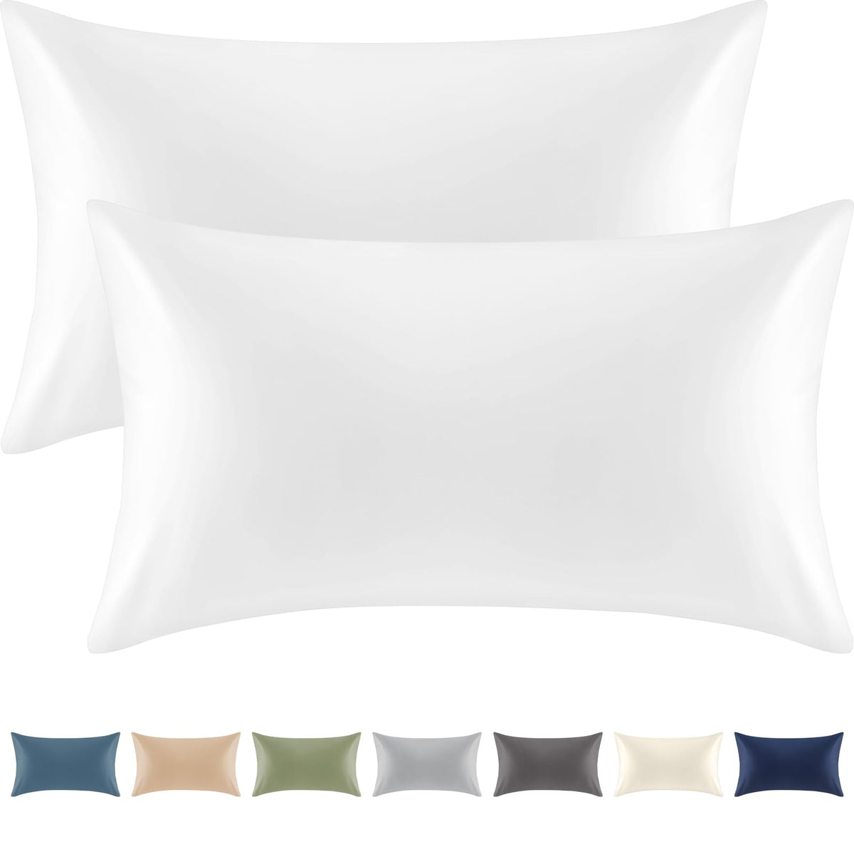 Warmstar 100% Organic Cotton White Pillow Cases Set Of 2, Pillow Cases Queen Size Satin Weave Soft Hypoallergenic Gots Certified