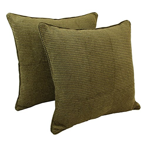Blazing Needles Corded Jacquard Chenille Floor Pillows (Set of 2), 25&quot;, Gingham Brown