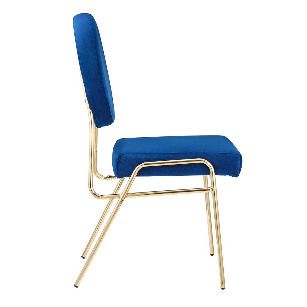 Modway Craft Performance Velvet Upholstered Side Dining Chair in Gold Navy