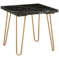 Acme Telestis 22" Square Marble Top End Table in Black and Gold