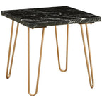 Acme Telestis 22" Square Marble Top End Table in Black and Gold