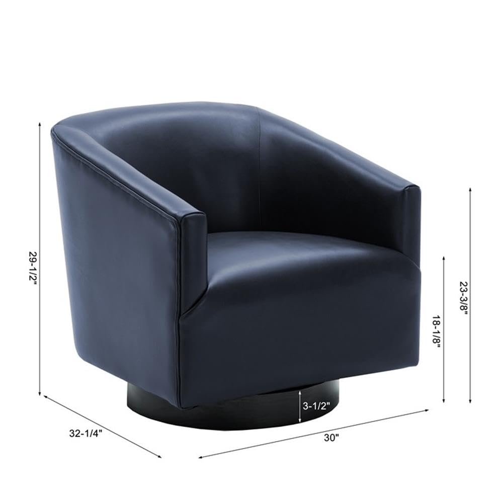 Comfort Pointe Gaven Midnight Blue Faux Leather Wood Base Swivel Accent Chair