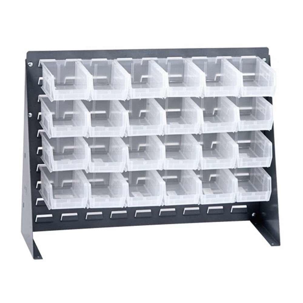 Quantum Storage Systems QBR-2721-220-24CL Ultra Bin Complete Bench Rack Package with 24 Ultra Bins, 27 x 8 x 21 , Clear