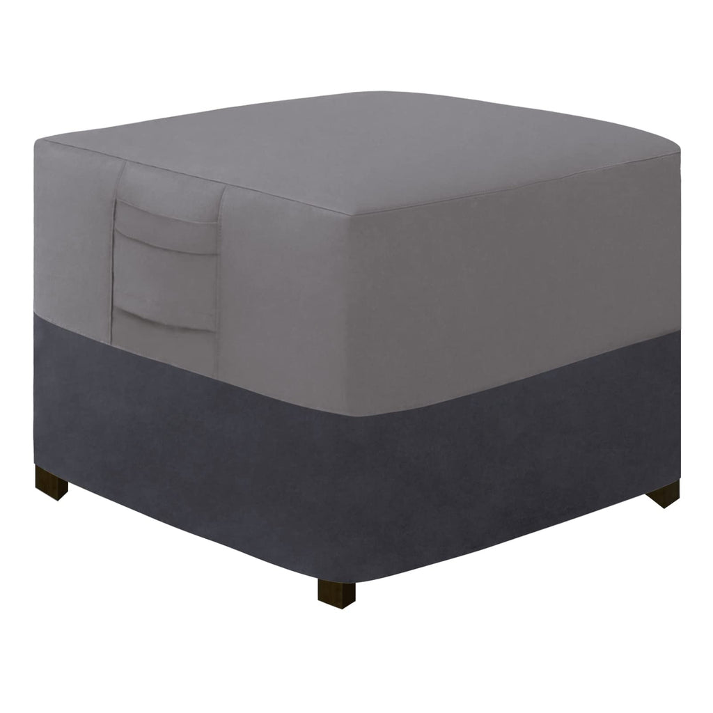 Easy-Going Outdoor Ottoman Cover, Waterproof Patio Ottoman Cover, Heavy Duty Outdoor Furniture Cover With Padded Handles (28'X28'X17', Gray/Dark Gray)