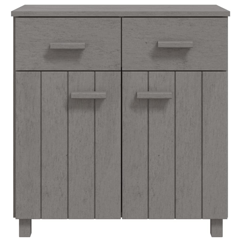 vidaXL HAMAR Solid Wood Sideboard - Light Gray 31.1&quot;x15.7&quot;x31.5&quot; - Pine & MDF Construction - 2 Doors 2 Drawers - Versatile Organization and Display Unit
