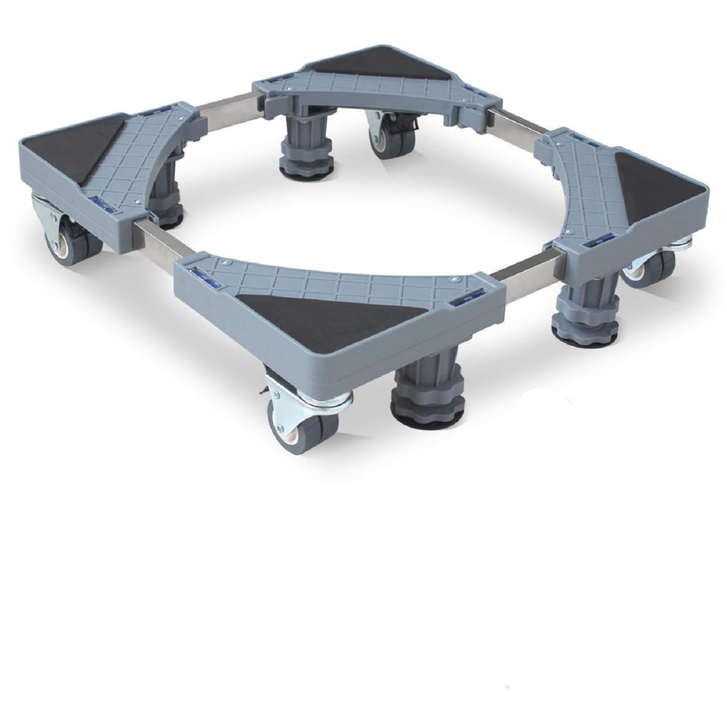 MaxWorks Adjustable Furniture Dolly with 4 Dual-Locking Wheels, Universal Washing Machine Base Stand, Appliance Mover for Refrig