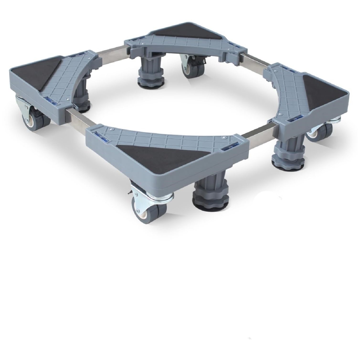 MaxWorks Adjustable Furniture Dolly with 4 Dual-Locking Wheels, Universal Washing Machine Base Stand, Appliance Mover for Refrig
