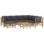 vidaXL 8 Piece Patio Lounge Set with Dark Gray Cushions Bamboo