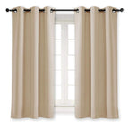 Nicetown Room Darkening Blind Shade For Kids Bedroom Triple Weave Home Decoration Light Blocking Solid Ring Top Curtain/Drape For Small Window (Biscotti Beige, Single Panel, 42 X 63 Inch)