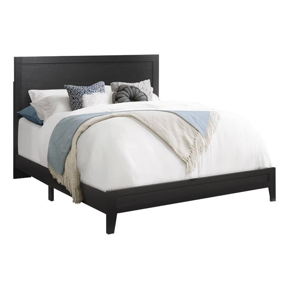 Better Home Products Fox Wood Panel Queen Platform Bed in Black