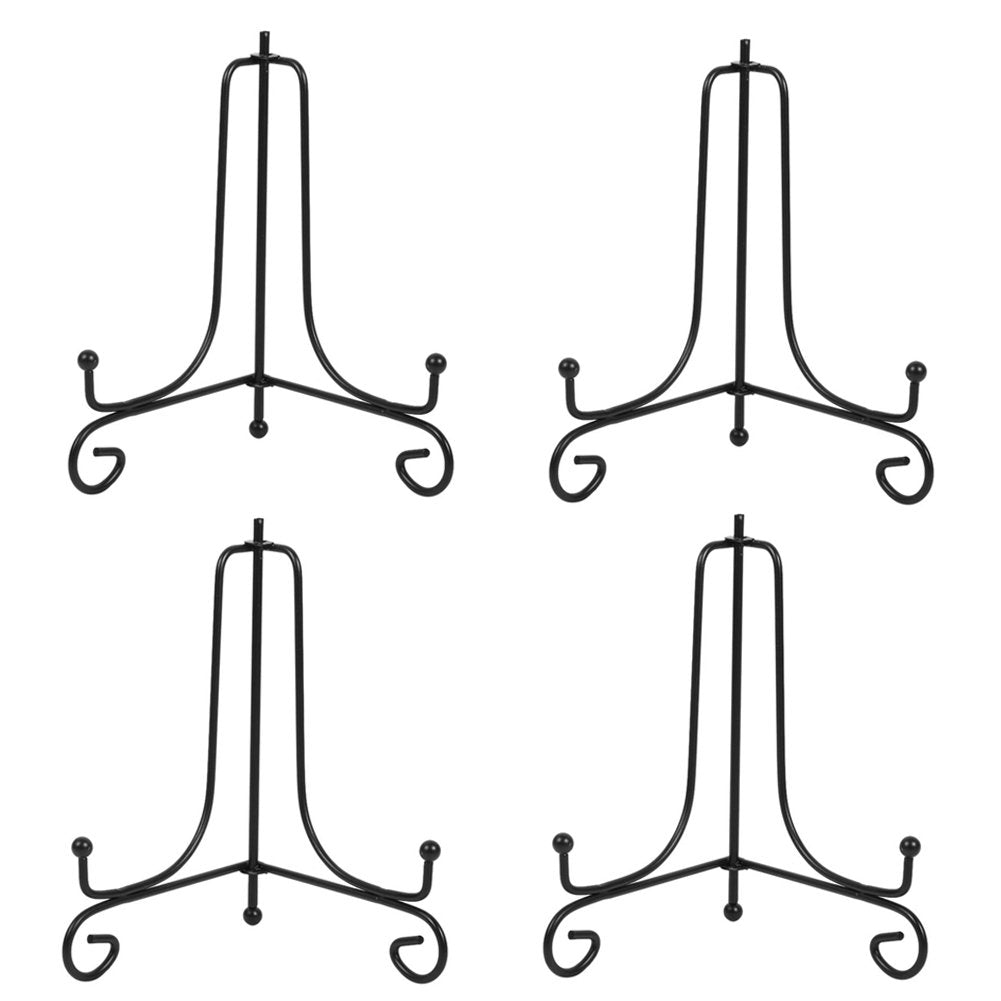(4 pack)7Iron Display Stand, Black Iron Easel Plate Display Photo Holder Stand, Displays Picture Frames, Cookbooks, Decorative P