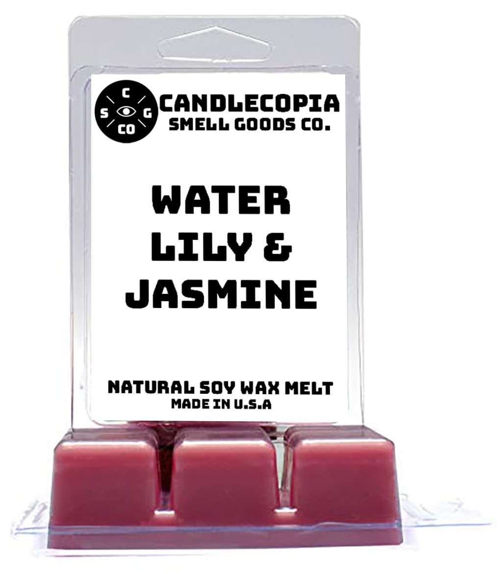 Candlecopia Water Lily & Jasmine Strongly Scented Hand Poured Vegan Wax Melts, 12 Scented Wax Cubes, 6.4 Ounces in 2 x 6-Packs