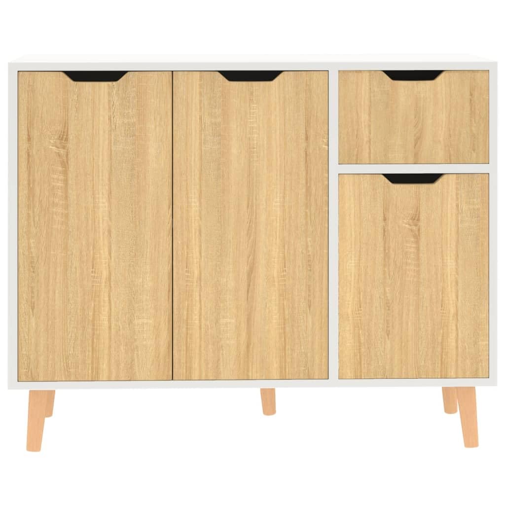 vidaXL Sideboard White and Sonoma Oak 39.4&quot;x11.8&quot;x41.3&quot; Chipboard