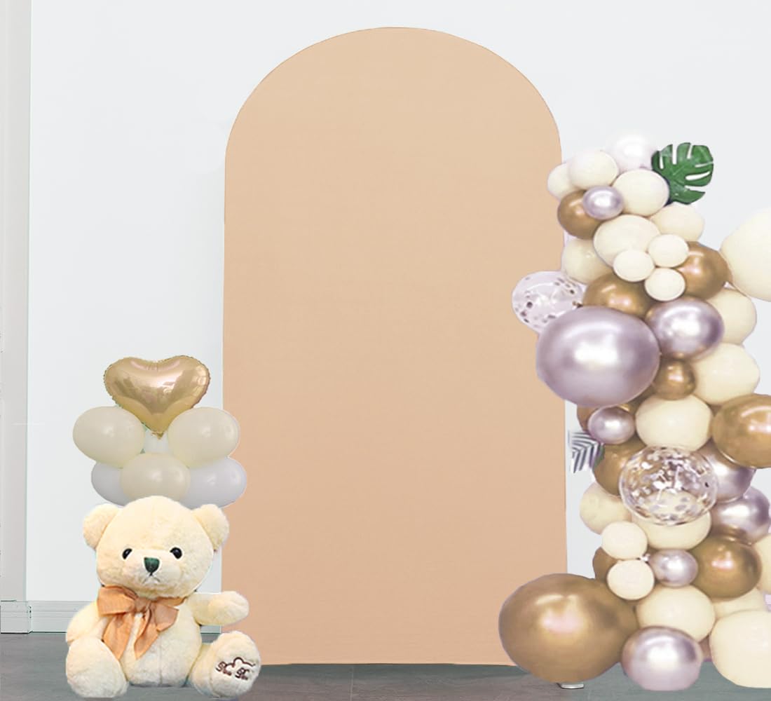 Jfdydm 6.6 Ft Nude Arch Backdrop Cover, Nude Chiara Backdrop Cover, Champagne Wedding Arch Cover, Nude Arch Backdrop Stand Cover