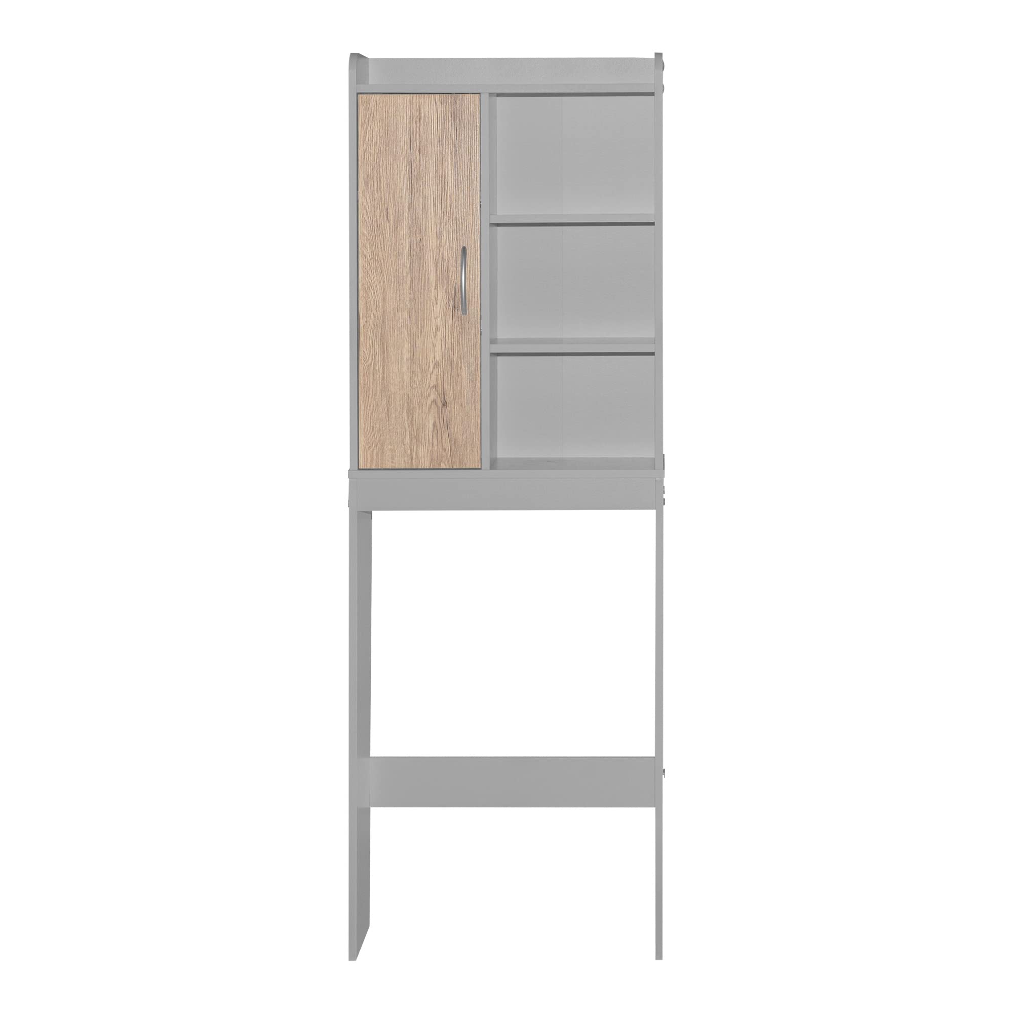 Woodpeckers Furniture And Mattress Ace Over The Toilet Storage Rack (Light Gray + Natural Oak)