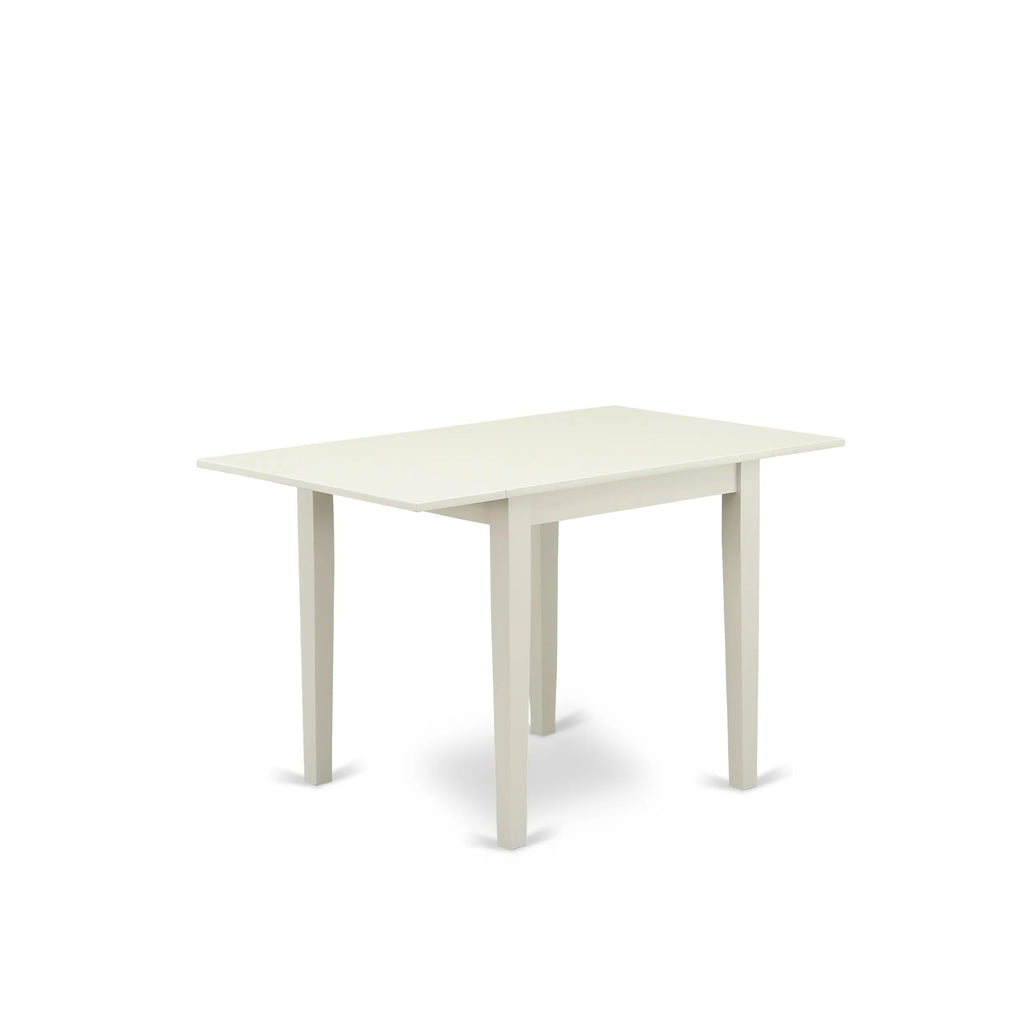 East West Furniture 3 Piece Kitchen Table Set Contains a Rectangle Dining Room Table with Dropleaf and 2 Light Beige Linen Fabric Parson Dining Chairs